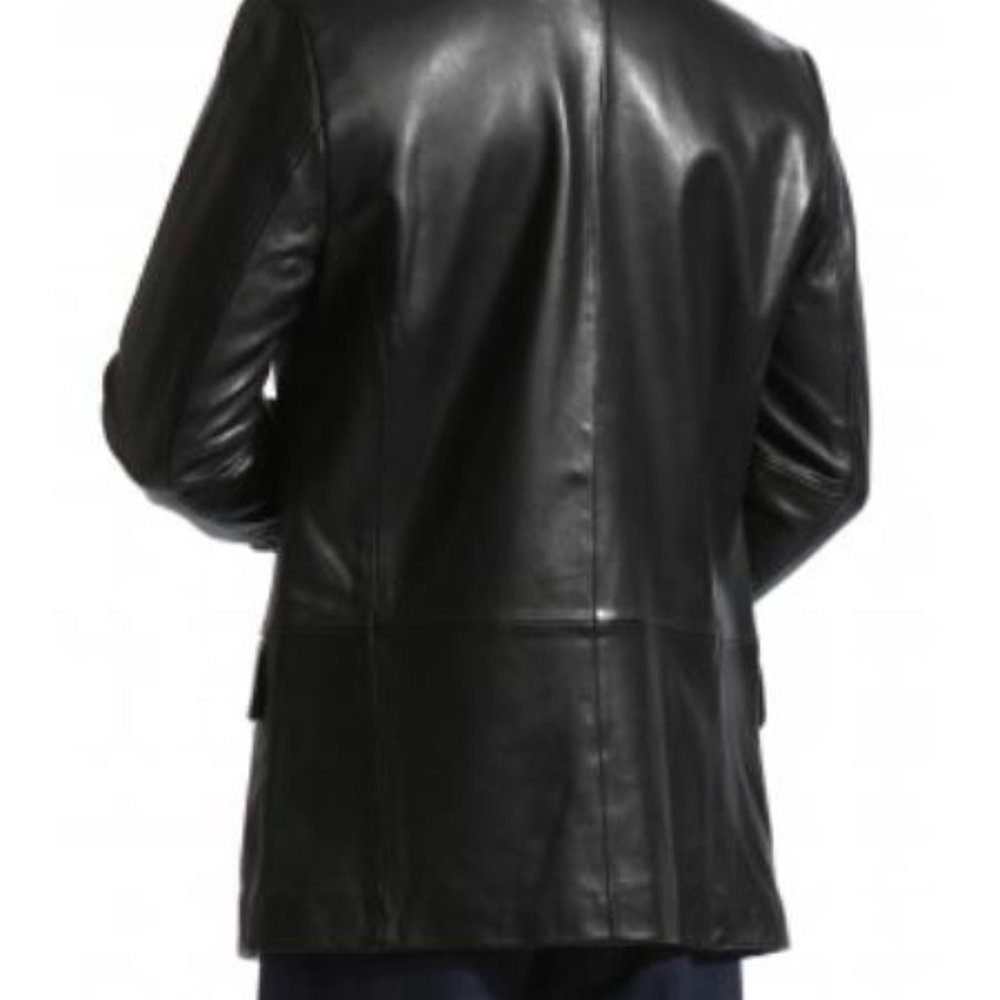 Wilsons Black Leather Collared 2 Button Jacket - image 3